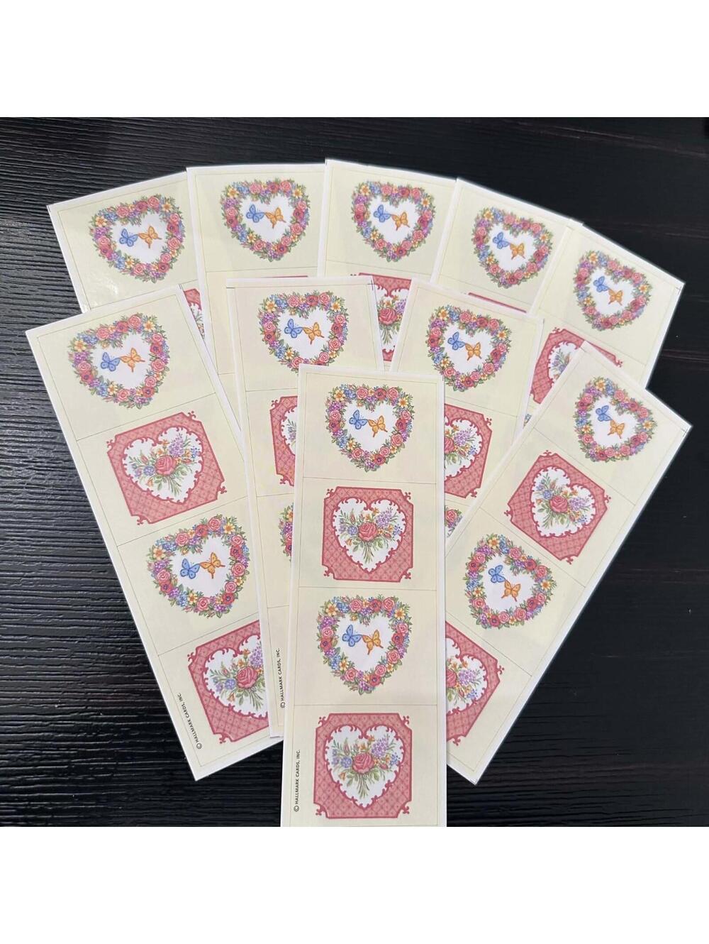 Vintage Cottagecore Hallmark Heart Floral Stickers Lot Of 10 Sheets NOS